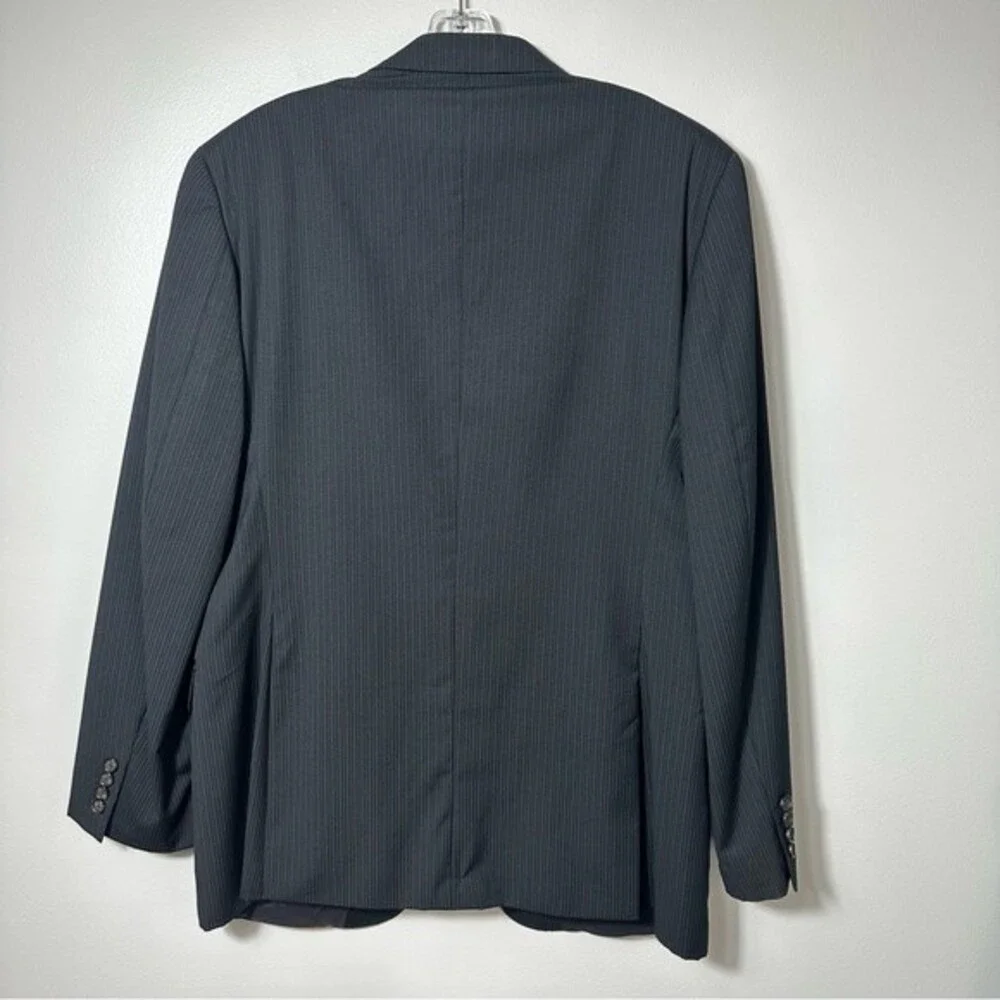 Lauren Ralph Lauren Mens Suit Size 44R 100% Wool Black Striped Jacket Blazer